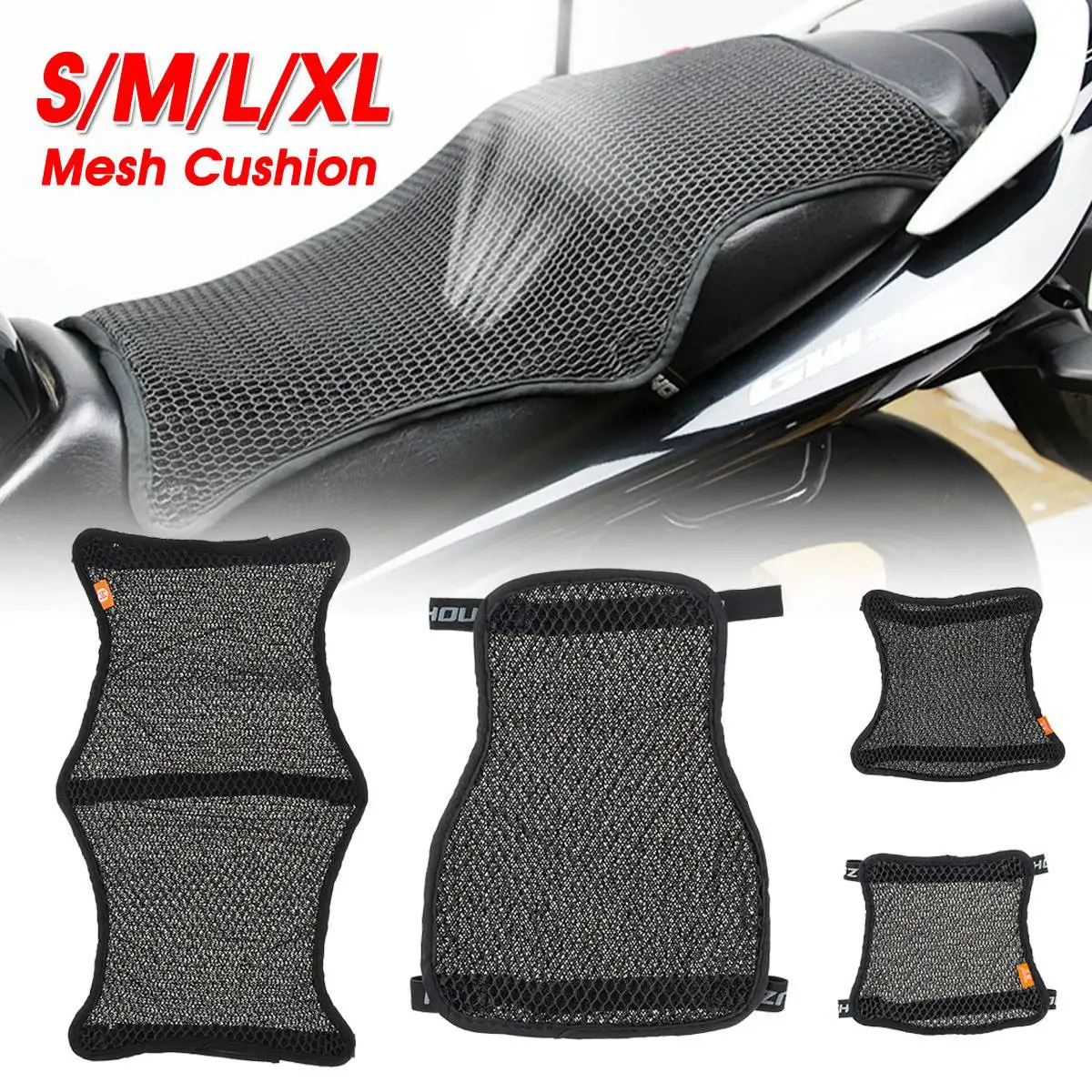 

Autoleader S/M/L/XL 3D Breathable Universal Honeycomb Motorcycle Cool Seat Cover Mesh Cushion Pad Motorbike Blanket Protectors