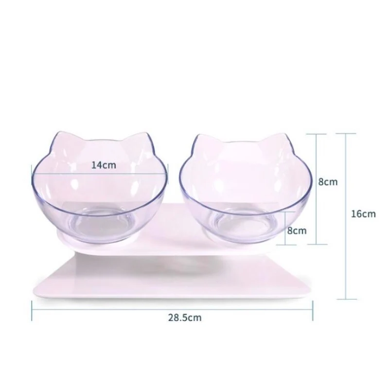 Миска для собак и кошек домашних животных Прозрачная чаша двойного назначения