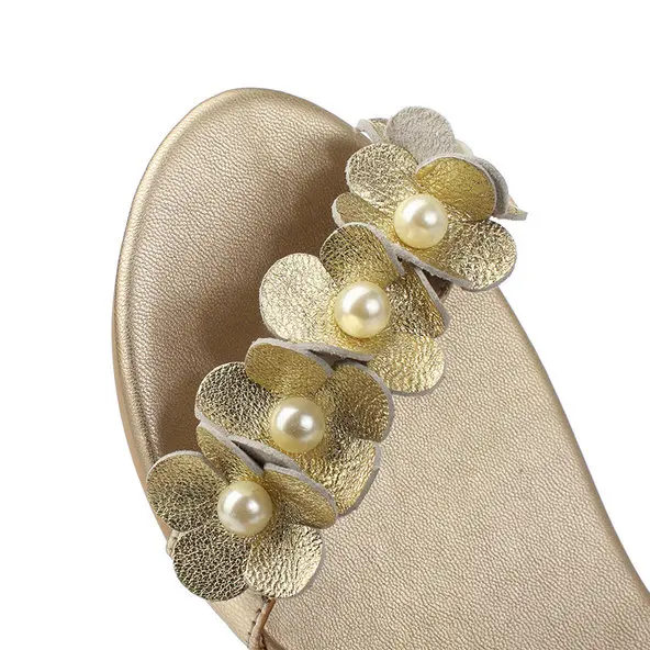 

Fanyuan Ladies Summer genuine leather sandals shoes women Ankle Starp Flower Leisure Basic Women Sandals Size 34-43