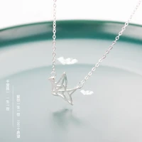 retro simple metal thousand paper cranes pendant personality silver plated girl clavicle chain charm lady birthday gift jewelry
