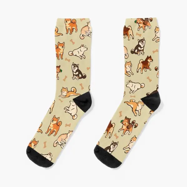 Мужские и женские носки до колена Shibes In Cream | Женская одежда