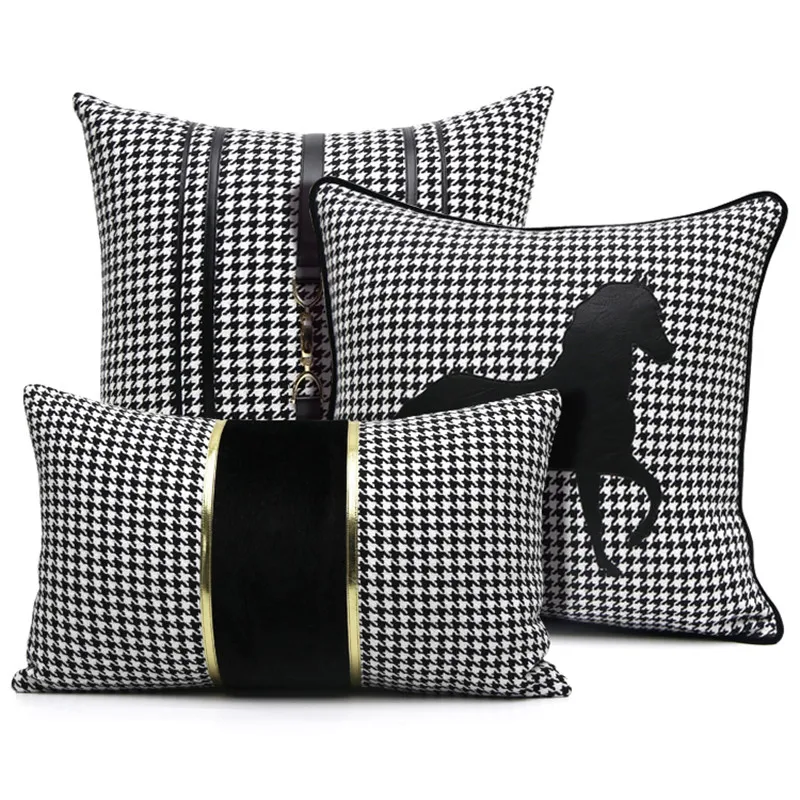 

Вышитый Чехол для домашнего декора, Роскошный чехол для подушки, черный, белый квадратный чехол для дивана, наволочка 45x45 см, 30x50 см, 50x50 см