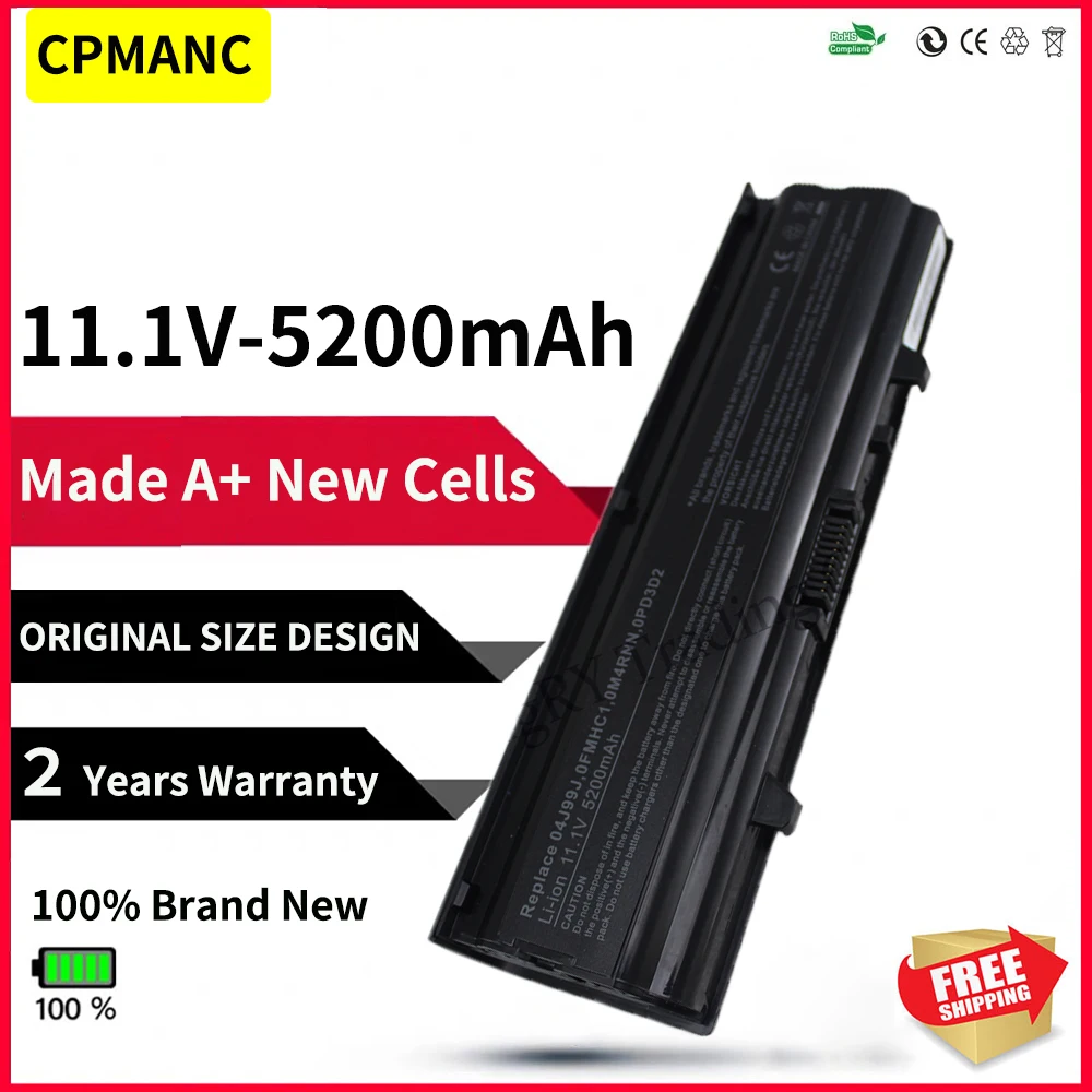 Cpmanc 5200mah Bateria de Célula para Dell Inspiron 14v 14vr M4010 N4020 N4020d N4030 N4030d Tkv2v Fmhc10 0m4rnn Kg9ky 04j99j X3x3x Baterias p/ laptop
