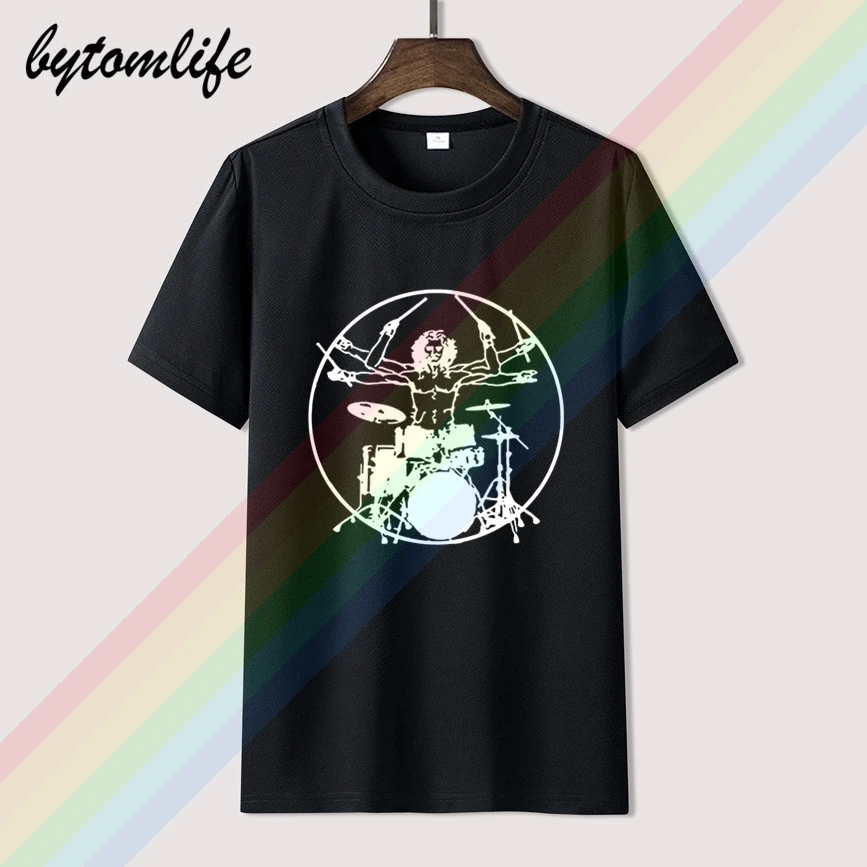 Да Винчи футболка с ударными рок-барабанщик Hombre Of Vitruvio Jugador Band футболки топы