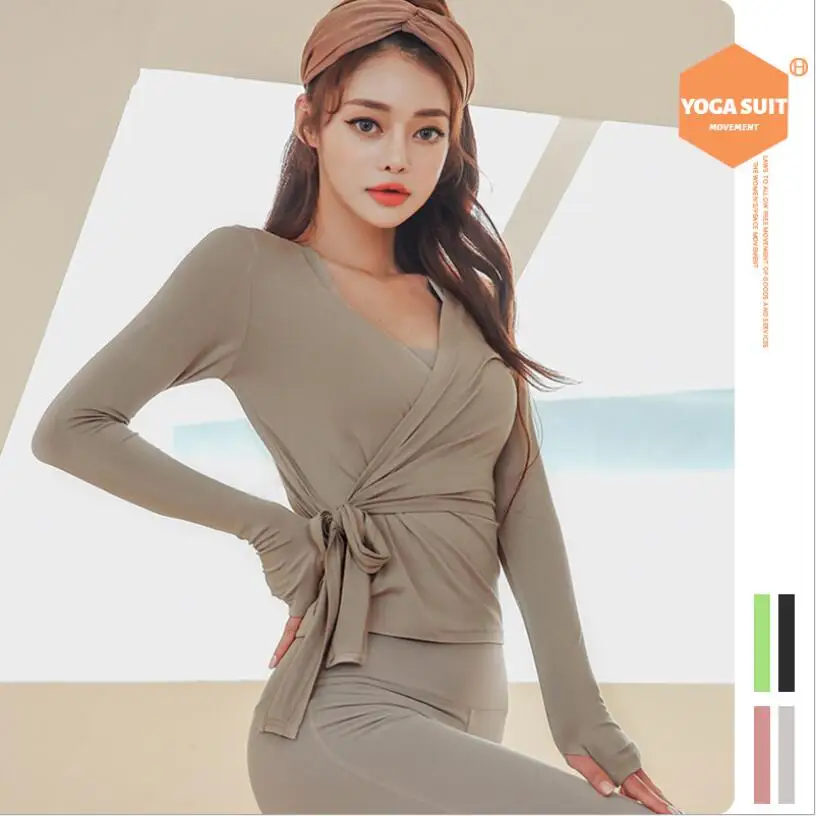 Модные тонкие Топы с длинным рукавом на шнуровке для йоги быстросохнущая дышащая