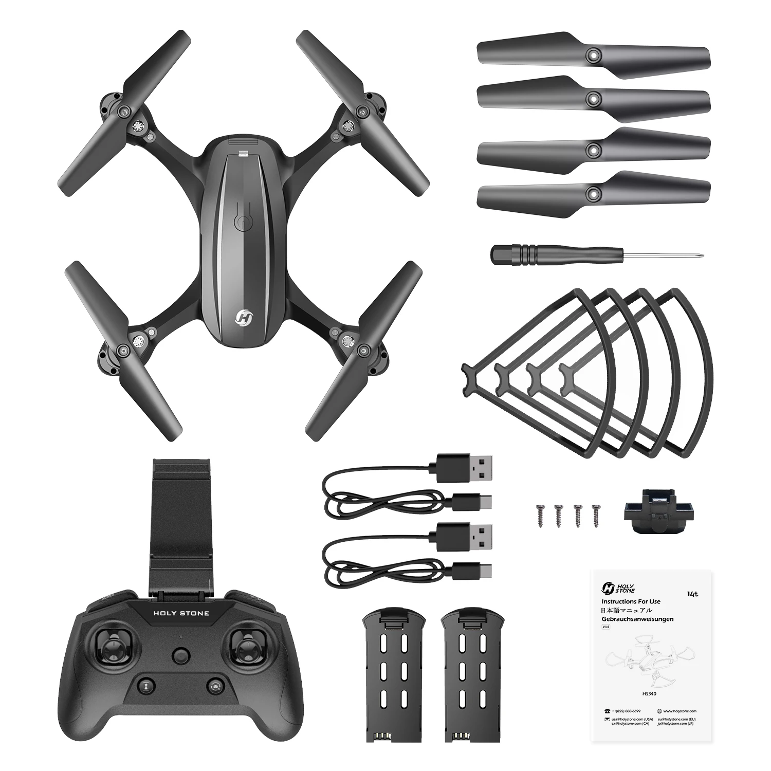 

2 Batteries Drone Holy Stone HS340 Mini Drone 720P FPV Camera RC Quadcopter Circle Fly 3D Flips Gesture/Voice Control Waypoint