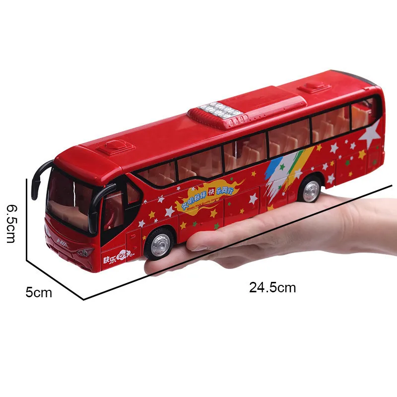 

Hot sale 1:48 long-distance tour bus alloy model,children's education sound and light pull back metal toy car,free shipping