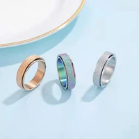 fashion trend unisex titanium steel frosted decompression rings pearl sand colorful mens glossy rings ladies rings couple