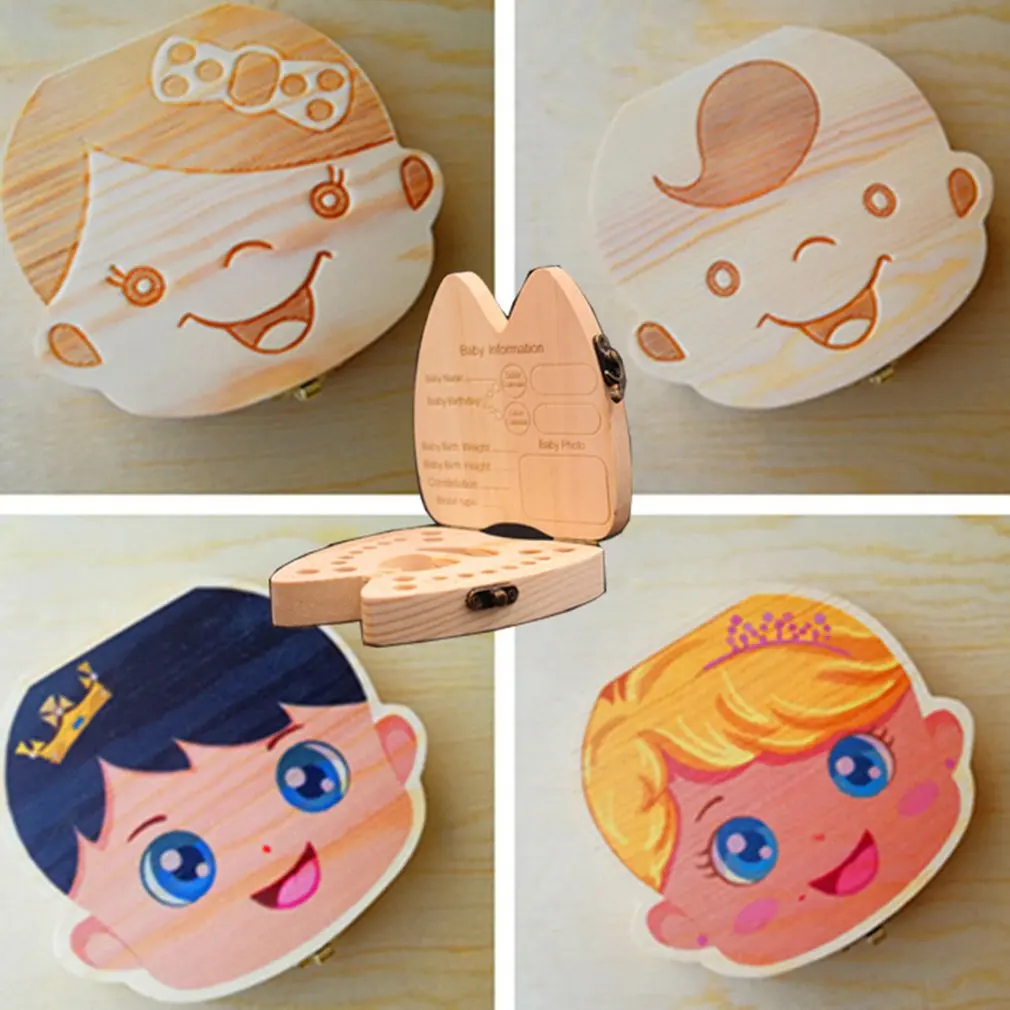 

Wooden Baby Kids Tooth Storage Box English Teeth Umbilical Lanugo Organizer Gift Keepsakes Save Baby Wood Tooth Box Storage
