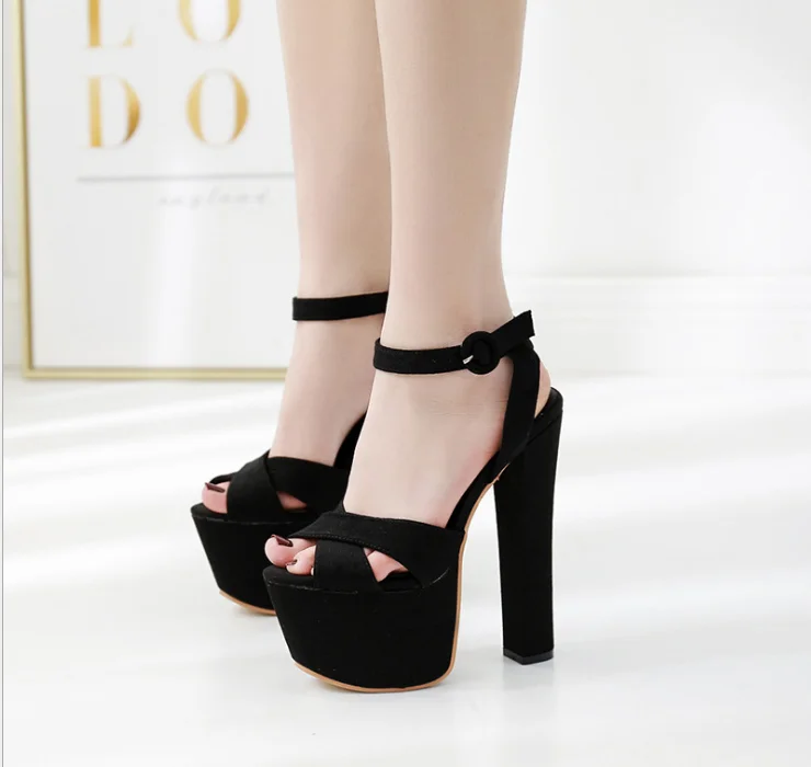

17 cm super high heel thick bottom women's sandals simple fashion women shoes European American style high heel sandals