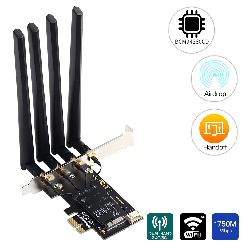 ПК bcm9360cd 1750 Мбит/с WiFi Bluetooth 4 0 PCI-E адаптер для MacOS Airdrop Handoff непрерывность BCM94360 Wifi