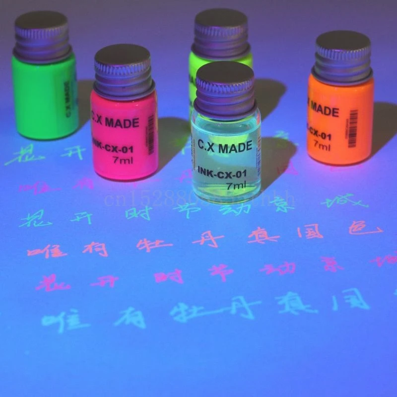 

10Pcs/Set Invisible Fluorescence Bottled Dip Signature Pen Ink With Glass Fountain Dip Writing Pen Art Supplies Gifts