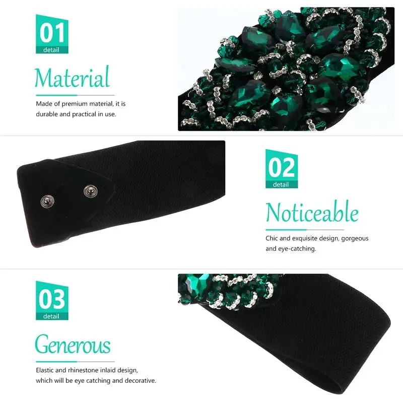 

1pc Girdle Elastic Rhinestone Waistband Decorative Cummerbund for Lady Women
