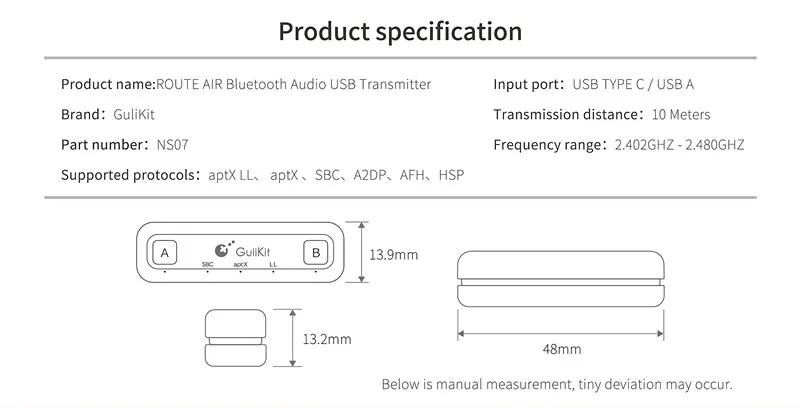 GuliKit NS07 Route Air Bluetooth беспроводной аудио адаптер или передатчик type-C для nintendo Switch Lite PS4 PC