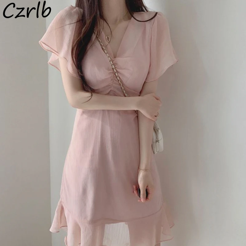 Платье женское ТРАПЕЦИЕВИДНОЕ с короткими рукавами и оборками | Женская одежда