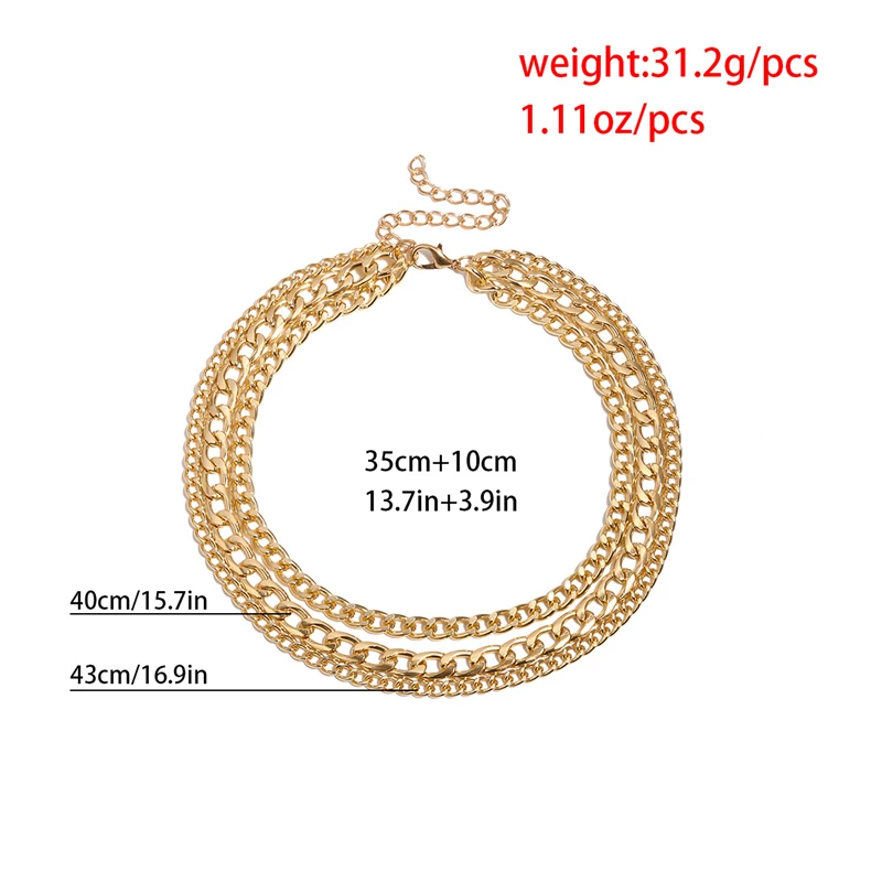 

Ailodo Punk Multilayer Chokers Necklace For Women Gold Silver Color Thick Chain Statement Necklace Collier Femme Fashion Jewelry