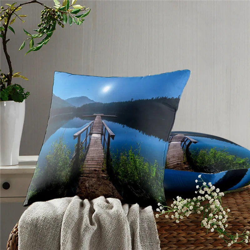 Маленькая подушка с мостом Крышка для диванных подушек наволочки модным принтом