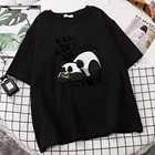 Женская футболка с забавным принтом в виде маленькой панды, большого размера, удобные футболки