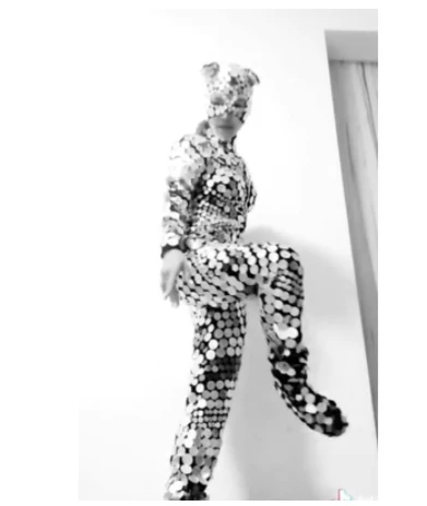 Маска в виде кошки зеркальный боди модель костюма подиумная танцевальная одежда