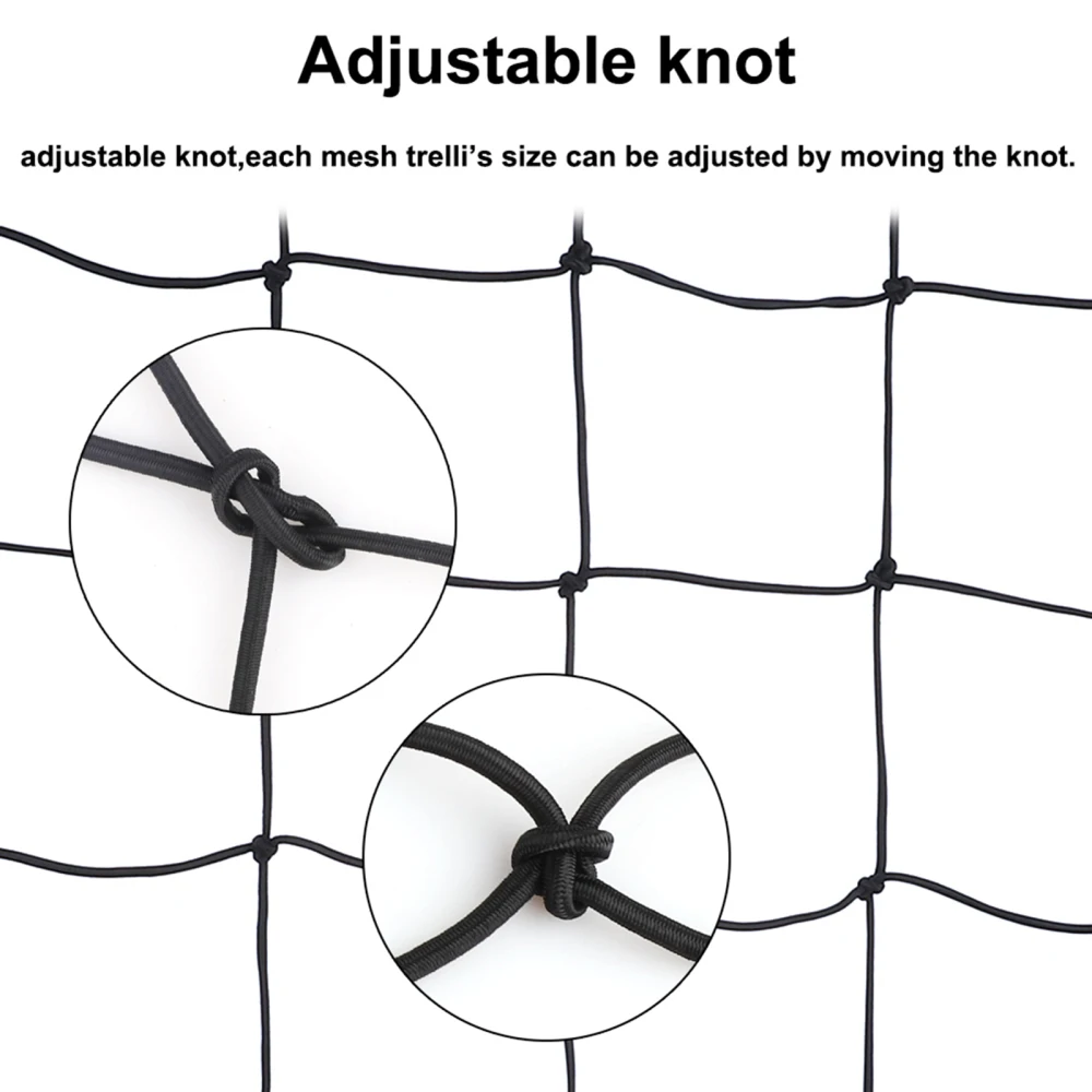 

Stretchy Trellis Netting Nylon 15x15cm Multifunction 1 Pcs With 4 Hooks Black Garden Tools Durable Plant Growth Nets