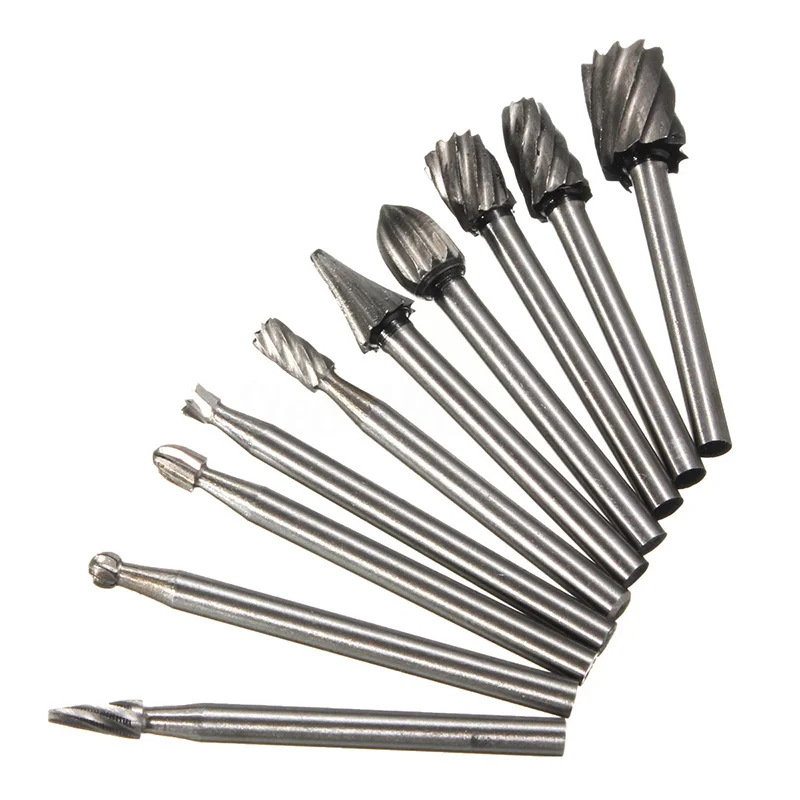 

10PCs Rotary Files Burr Grinding Bit Files Rasp For 1/8' Shank Tool Durable Files Reliable Safe HSS Wood Carving Engraving Rasps