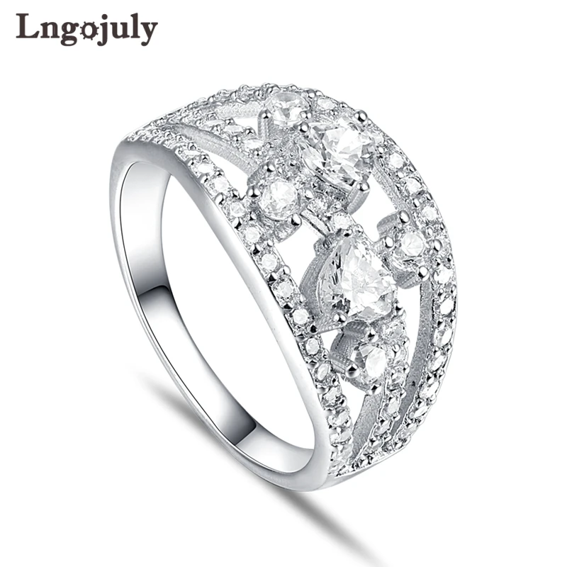 

Fine Jewelry 925 Sterling Silver Ring Luxury Rhinestone Women Ring Love Heart Wedding Bride Rings With Zircon Jewelry Gifts