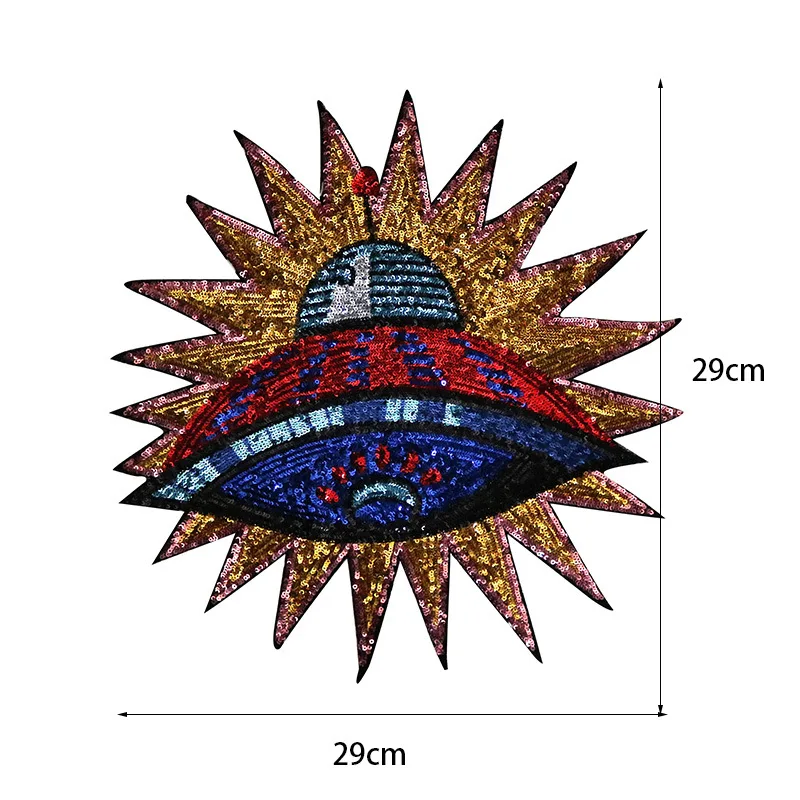 GUGUTREE вышивка paillette большие ufo нашивки звезда значки для куртки YYX 191210145|Вышивка| |