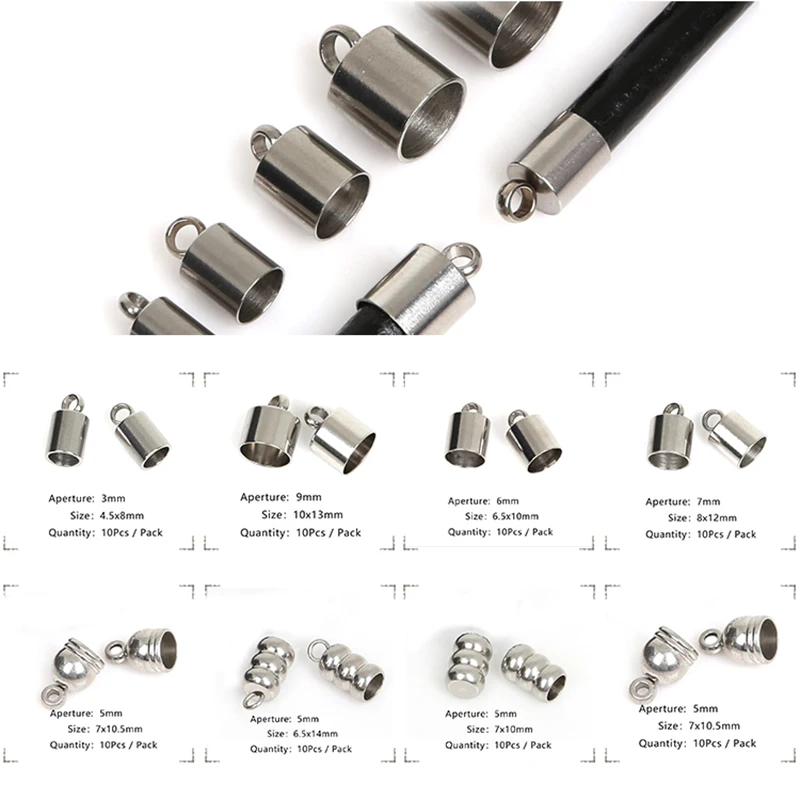 Обжимные концевые заглушки для бус шнуры из нержавеющей стали изготовления