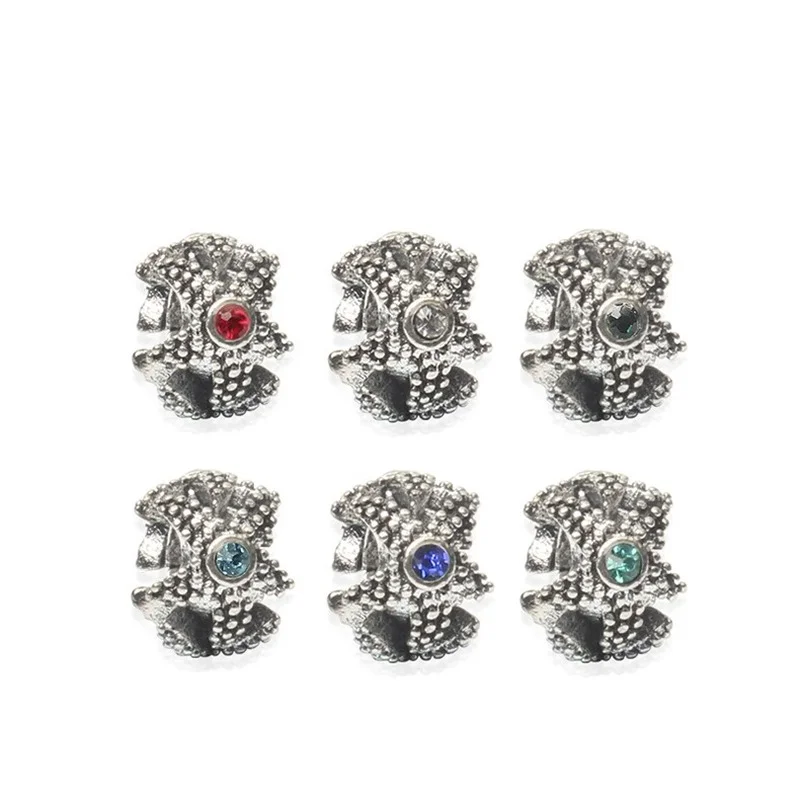 

New 925 Alloy Marine Series Starfish Inlaid Diamond Loose Beads Bracelet DIY Jewelry Accessories