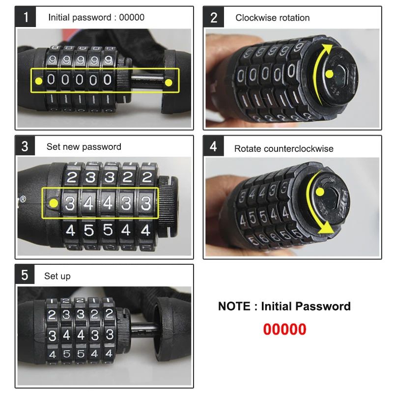 

1.2m Long Bicycle Lock 5-digit Password Bike Anti-theft Lock Anti-drop Hanging Buckle Portable Bicycle Lock candado bicicleta