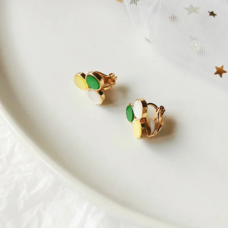 Clip Earrings Green Многофункциональный Круглый милый без необходимости прокола серьги повседневные забавные серьги ювелирные изделия из Болгарии для Для женщин - Окраска металла: Clip Earrings Green