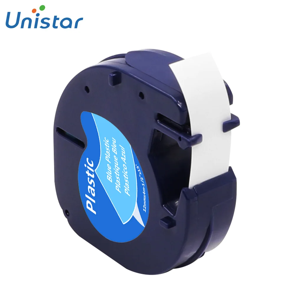 Blue Plastic 91201 совместимая с DYMO Letratag пластиковая лента 12 мм черная на белом LT 91201 91331 91221 лента для этикеток Dymo Letra принтер тегов - Цвет: Blue Plastic