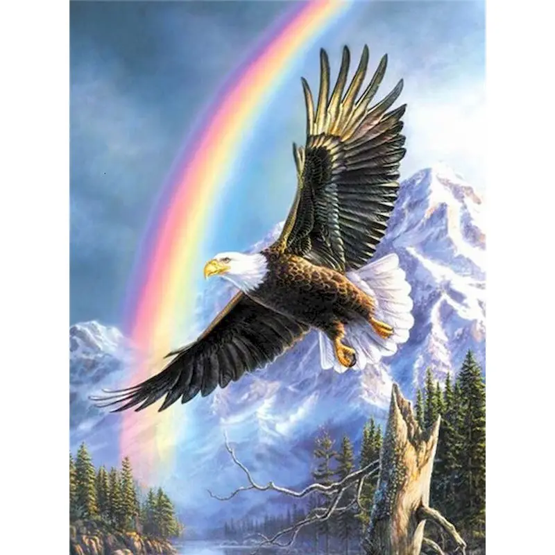 

GATYZTORY Eagle Animal DIY Painting By Number Rainbow landscape Drawing Canvas Wall Art Oil Painting DIY Home Decor Oil Painting