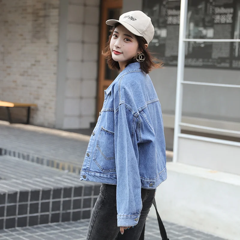 Женская джинсовая куртка свободного покроя повседневная ковбойская с большими