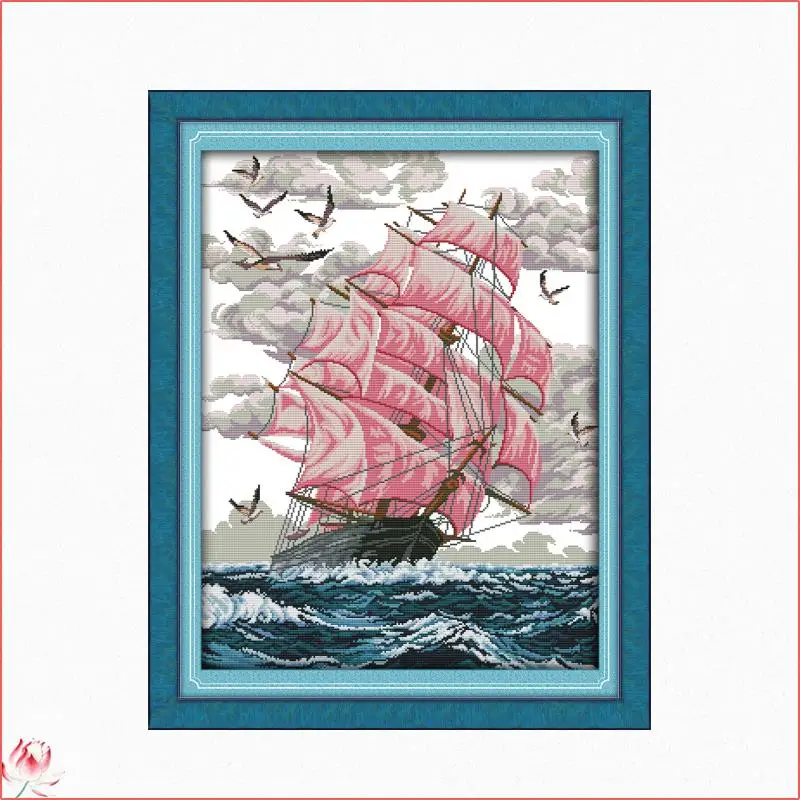 

Sail Away Scenery Printed Cross Stitch Patterns Kits Canvas Embroidery Needlework Sets 11CT 14CT DIY Handmade Home Decoration