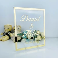 custom wedding sign name date acrylic gold mirror frame word sign personalized welcome word sign party decor with favor gift
