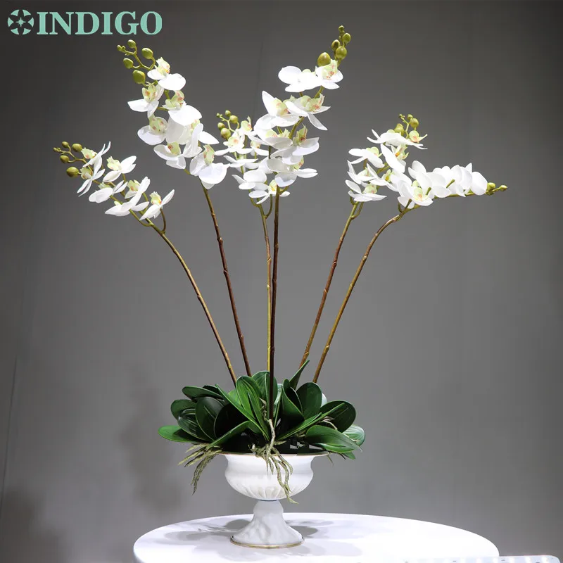 Индиго белые орхидеи фаленопсис сделай сам цветок Аранжировка с горшком