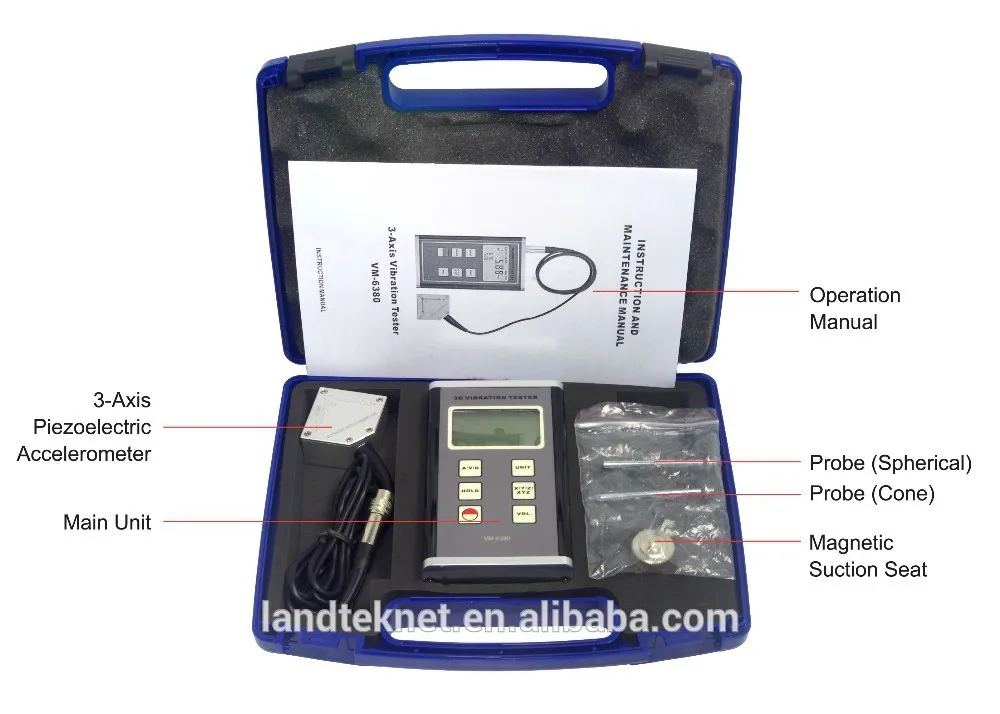 

LANDTEK 3-Axis Accelerometer X. Y. Z Digital Vibration Meter Tester VM-6380