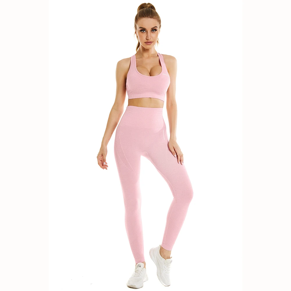

Workout Outfits 2 Piece Ribbed High Waist Leggings Padded Sports Bra for Women Tracksuits Set Fitness Outfits 2pcs Sets