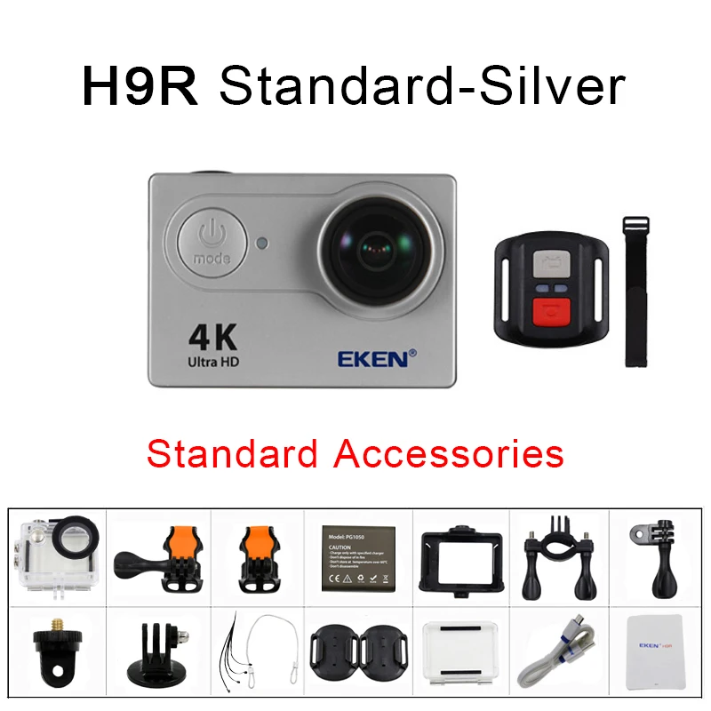H9R Silver Экшн-камера 4 K/30FPS 1080 p/60fps 20MP Ultra HD Mini CAME Cam WiFi водонепроницаемая Спортивная камера от eken H9 H9R - Цвет: H9R Silver