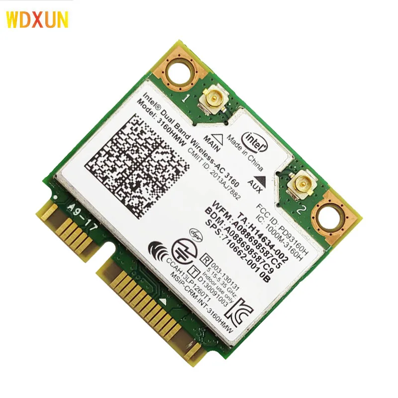 Мини-PCI-e Wi-Fi bluetooth карта для ноутбука двухдиапазонный 2 4 ГГц 5 Intel 3160 3160HMW AC3160 802.11ac