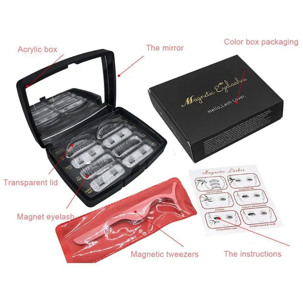 3D магнит глаз Комплект ресниц Накладные ресницы на магнитах 4 части магниты