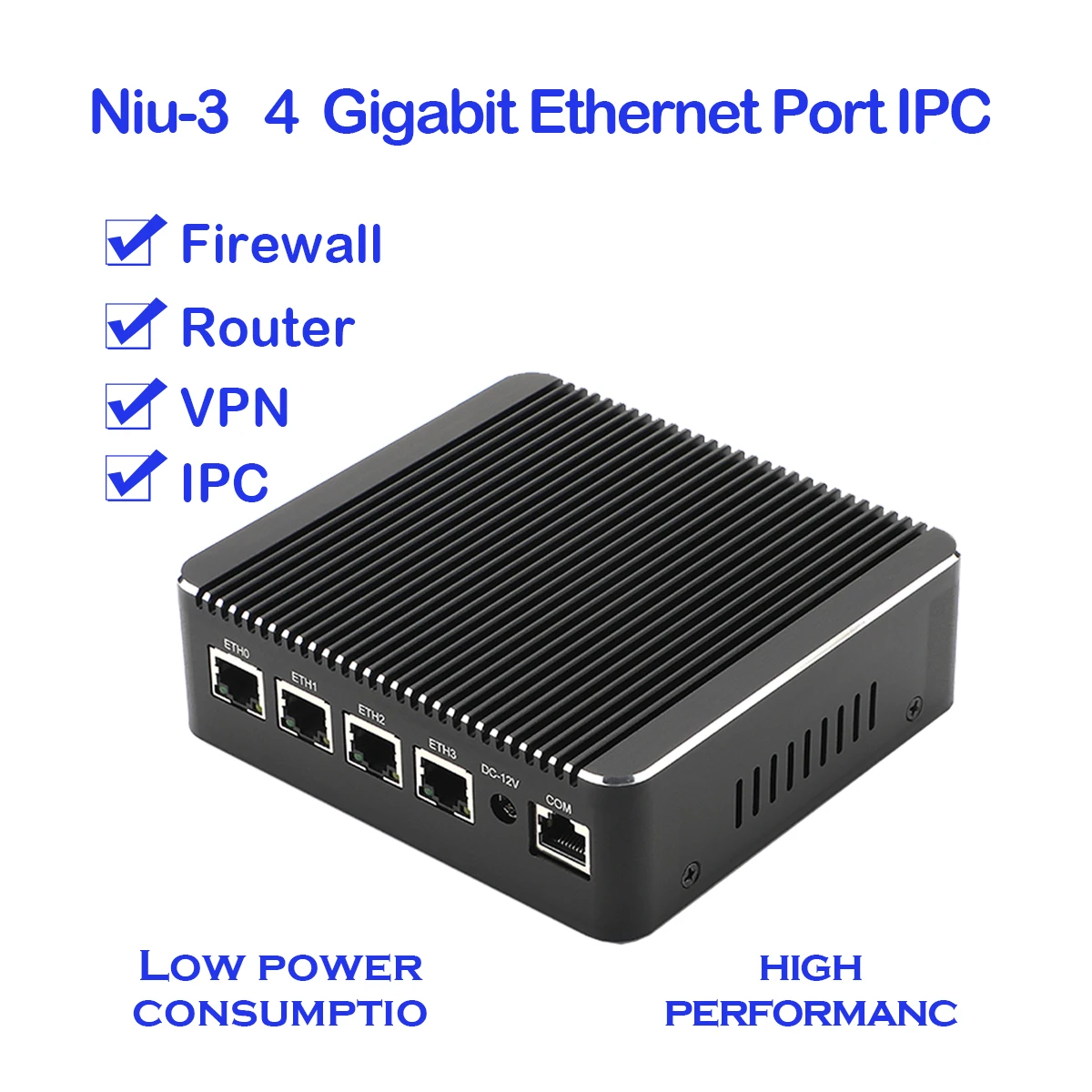 Niu-3 Gigabit multi-port IPC MINI PC межсетевой экран VPN маршрутизатор [4 Intel LAN / 6USB 1COM 1HDMI] |