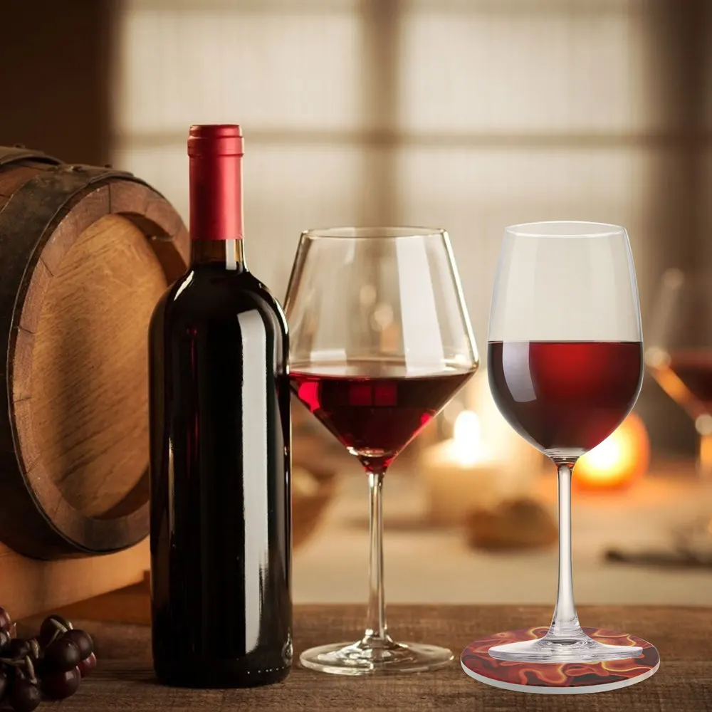 

1 Set of Beautiful Coasters Decorative Round Coasters with Storage Rack