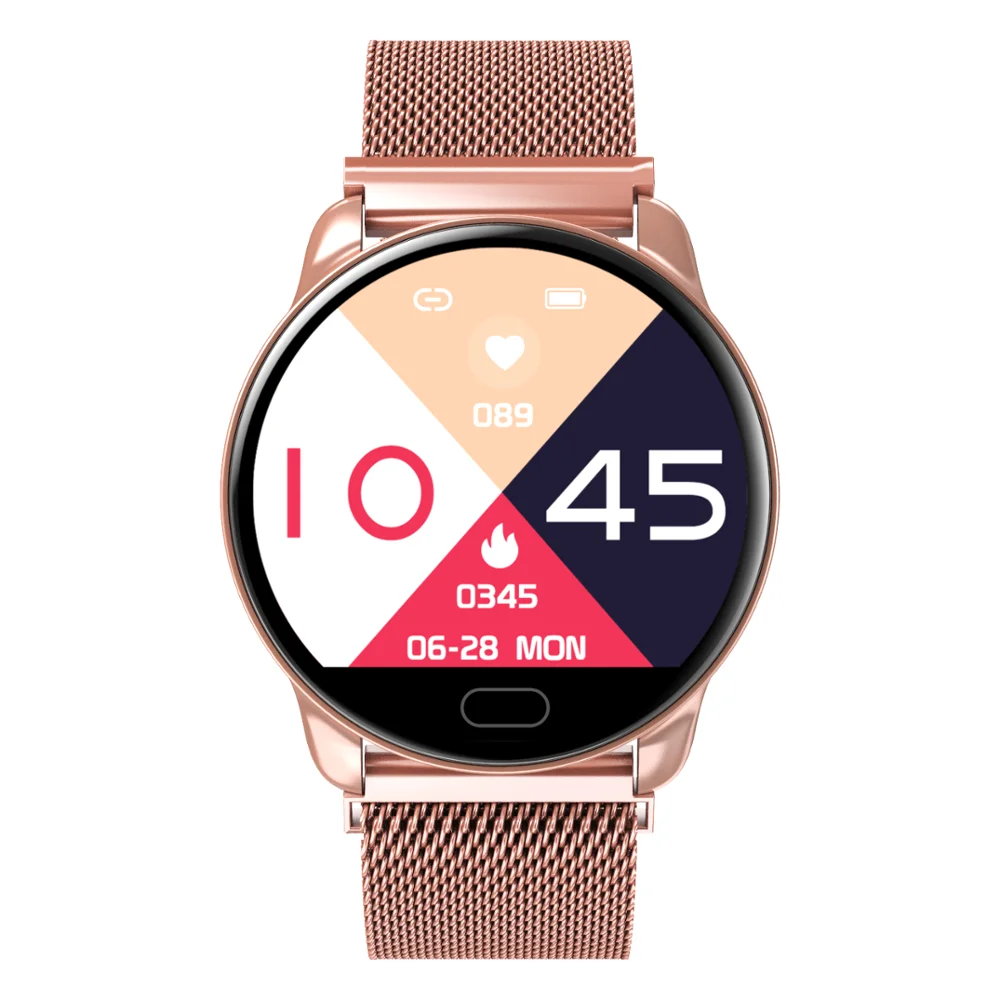 rose gold Lerbyee k9 Смарт часы модные круглые с Сталь ремешок, умный браслет мульти-режимы тренировок прибор для измерения артериального давления Фитнес трекер - Цвет: rose gold