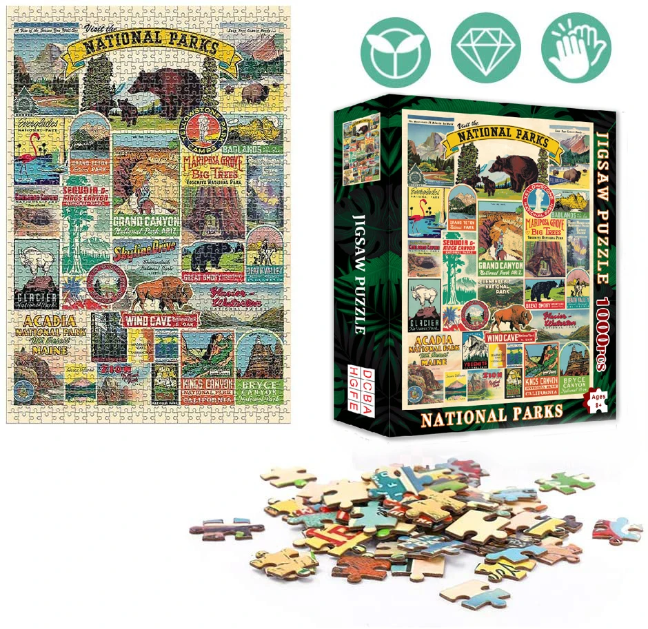 

1000 Piece Jigsaw Puzzle National Park Puzzles Adult Learning Education Game Toy Puzzle Picture Toys for Adults Decoration