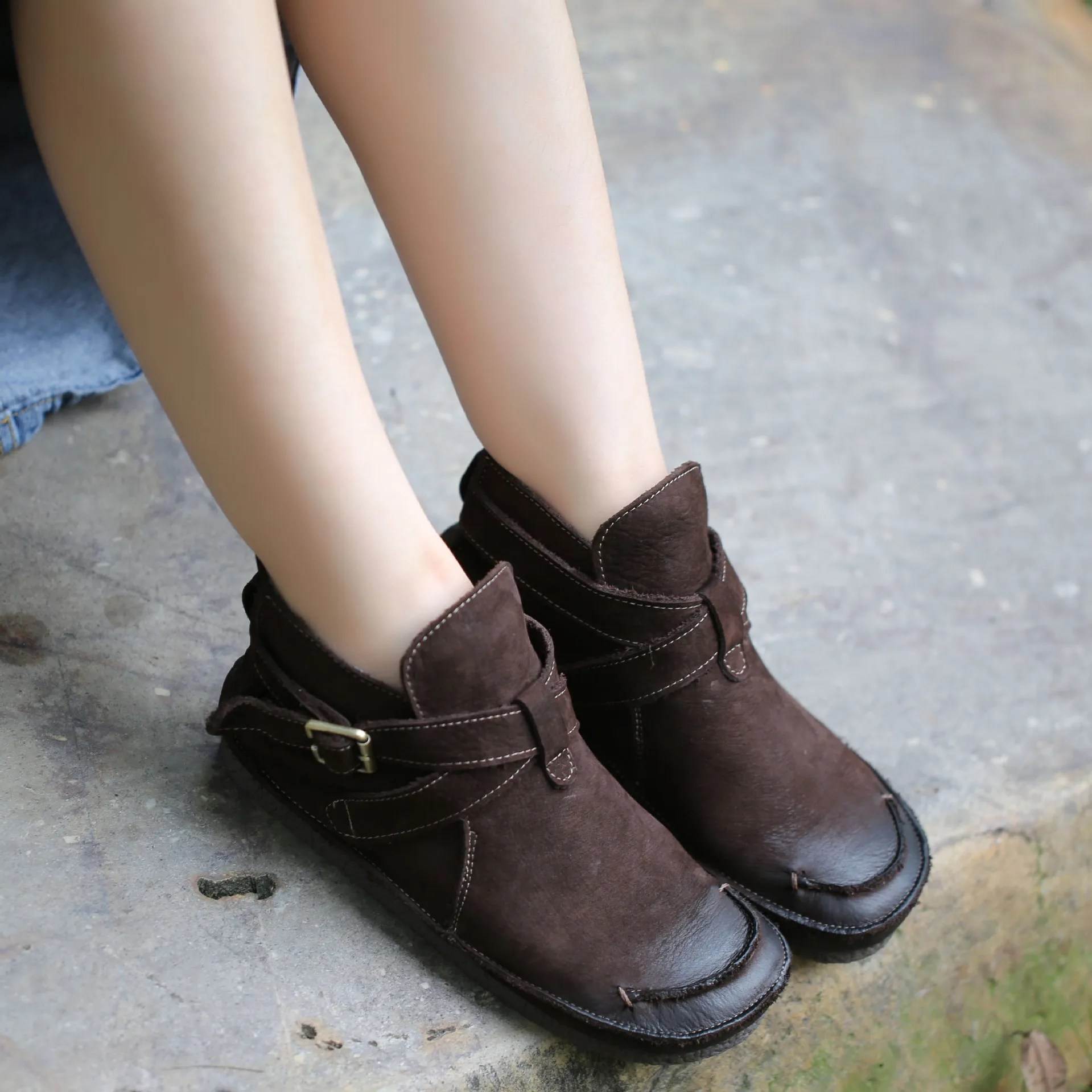 Artdiya/оригинальные женские ботинки из натуральной кожи в винтажном стиле сезон