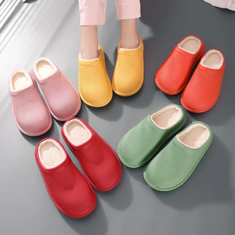 

Women Shoes Cotton Slippers Anti Slip Solid Color Light Slippers Warm Home Shoes Indoor 2021 Trendy Furry Slides Comfortable