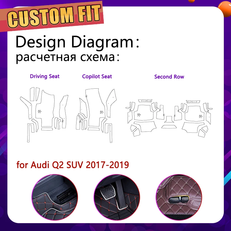 Custom Car Leather Floor Mat for Audi Q2 2017 2018 2019 5 Seats Waterprool Anti-dirty Auto Foot Pad Carpet Cover Accessories | Автомобили