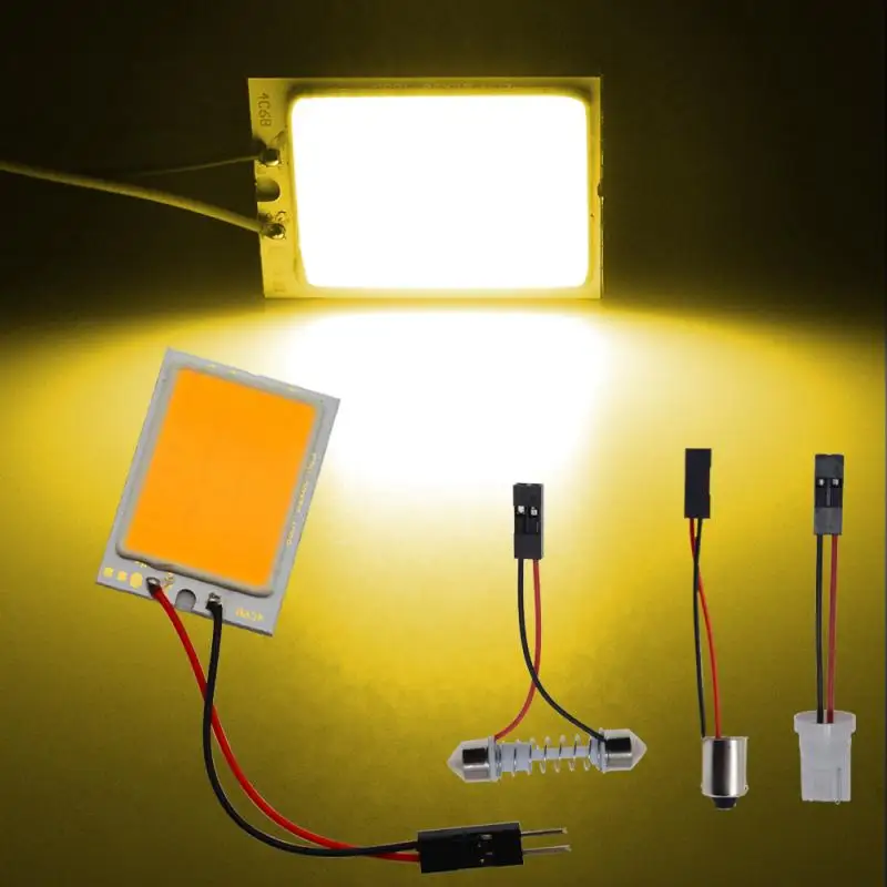 Yellow 2 шт. T10 удара 24smd Светодиодная панель для автомобиля супер белый авто Интерьер Чтение карта лампа светильник купол с фестонами BA9S 3 адаптер AC/DC 12V - Испускаемый цвет: Yellow
